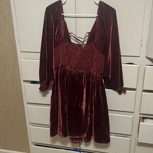 Free People velvet red pink dress